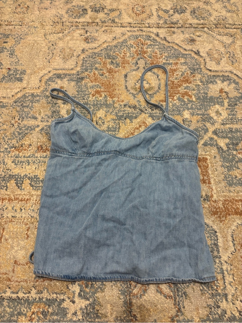 Zara Light Blue Denim-Style Spaghetti Strap Camisole